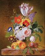 unknow artist, Floral, beautiful classical still life of flowers 015